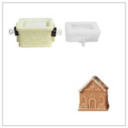 Gingerbread Cottage Candle Jar Concrete Silicone Mold DIY Christmas Candle Vessel Jesmonite Mould Xmas Home Decoration