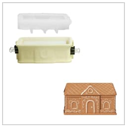 Gingerbread Cottage Candle Jar Concrete Silicone Mold DIY Christmas Candle Vessel Jesmonite Mould Xmas Home Decoration