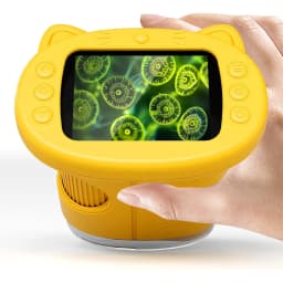 Handheld Kids Microscope Science Education Toy 2.4-Inch Screen 1000x Pocket Microscope Christmas Birthday Gift for Boys & Girls