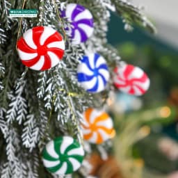 50pcs New Year Acrylic Candy DIY Xmas Tree Hanging Christmas Simulation Candies Peppermint Ornaments Sweets Drop Pendants Gifts