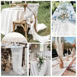 6PCS Gauze Table Runner Wedding Semi-Sheer Vintage Cheesecloth Dining Party Christmas Banquet Arches Cake Wholesale Table Decor