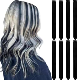 8Packs Colored Synthetic Hair Extensions 22 Inch Straight Clip-In on Party Christmas Black Friday K-pop New Year Gift Hair