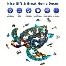 Turtle Wooden Jigsaw Puzzles for Adults Kids,Animal Shaped Pieces Jigsaw Puzzles Toys with Package, Christmas Gift Home Decor