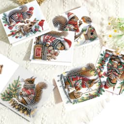 6Pcs Diamond Art Painting Greeting Card Kits,Christmas Squirrel Greeting Cards with Envelopes Diamond Art Craft Birthday Cards