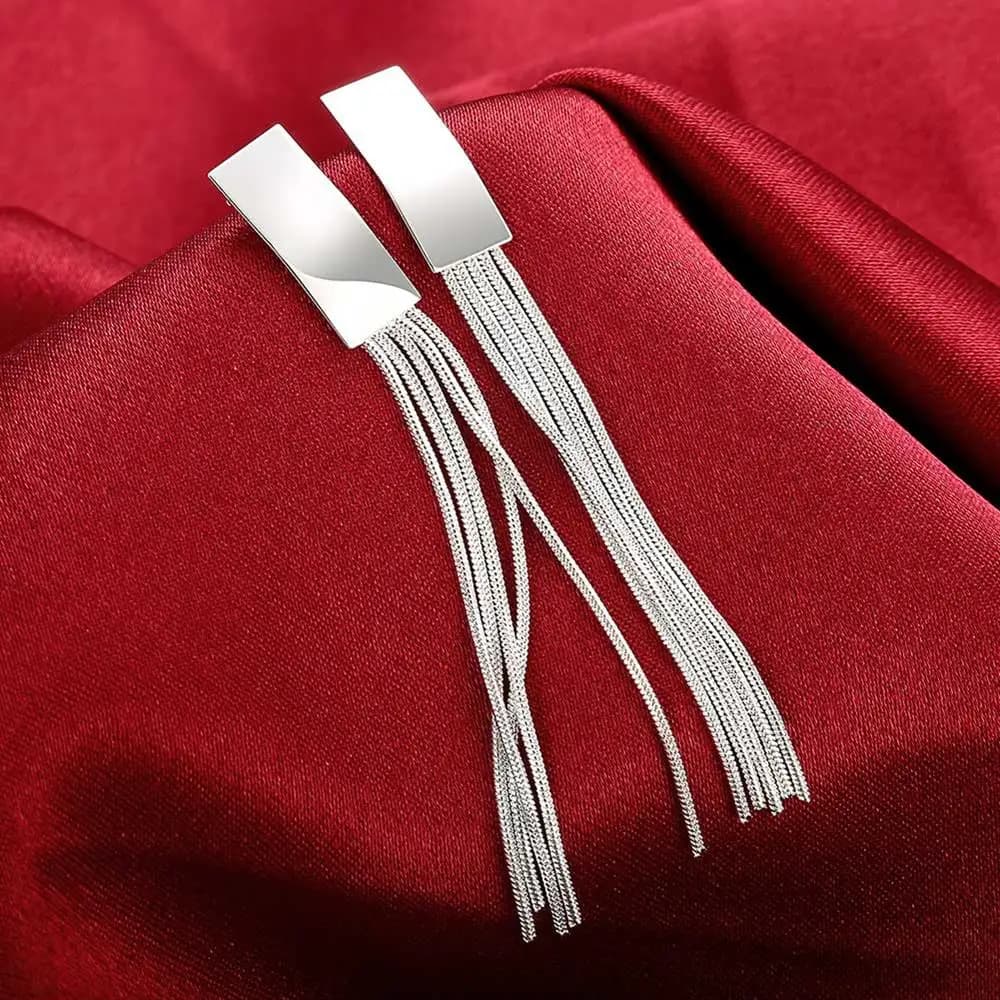 925 Sterling Silver Earrings temperament Women Creativity tassel Ear studs Christmas Gifts Street all-match Jewelry