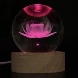 1pc 3D Lotus Crystal Ball Color Laser Engraving Night Light, Holiday Gifts, for Friends, Colleagues, Wife, Parents, Christmas, V