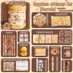 Capybara Stationery Set Cute Cuddle Bucket Portable for School Student Kids Gift Birthday Christmas Creative Art Desk Tool