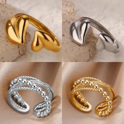 Irregular Heart Design Stainless Steel Open Rings For Women Gold Color Wedding Aesthetic Ring Jewelry Accessories Christmas Gift