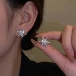 Luxury Sparking Crystal Snowflake Earrings For Women Shiny Zircon Imitation Pearl Earring Christmas New Year Party Jewelry Gifts
