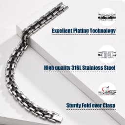 Stylish Strap Chain Boys Men Bracelets Stainless Steel Links Wristband, Father's Day Dad for Birthday Christmas Gift Jewelry