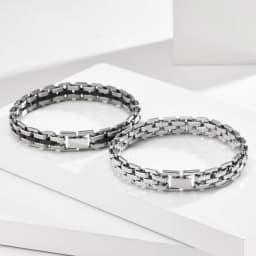 Stylish Strap Chain Boys Men Bracelets Stainless Steel Links Wristband, Father's Day Dad for Birthday Christmas Gift Jewelry
