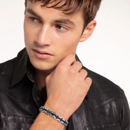 Stylish Strap Chain Boys Men Bracelets Stainless Steel Links Wristband, Father's Day Dad for Birthday Christmas Gift Jewelry