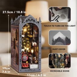 DIY Wooden Doll Houses Book Nook Shelf Insert Kit Miniature Model Kits 3D Puzzle Bookshelf With LED Lights For Christmas Gifts