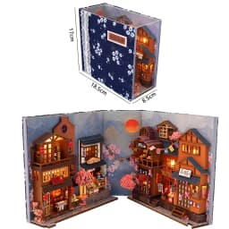 DIY Wooden Doll Houses Book Nook Shelf Insert Kit Miniature Model Kits 3D Puzzle Bookshelf With LED Lights For Christmas Gifts