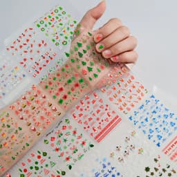 30pcs Festive Christmas Nail Art Stickers Set Self-Adhesive,Disposable Decals Reindeer Xmas Tree Designs Cute Semi-Matte Finish