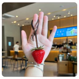 3D Resin Strawberry Bag Charm Cute Keychain Pendant for Phone Lanyard Bag Accessories Jewelry For Christmas