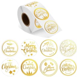 500pcs 1 inch Round Transparent Merry Christmas Stickers Self Adhesive Holiday Stickers For Christmas Decor Wedding Party Cards