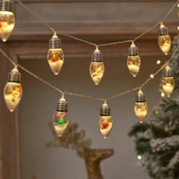 1pc 10/20LED Globe Bulbs String Light with Snow & Cute Ornaments Perfect For Home Patio Fireplace Christmas Xmas Tree Decoration