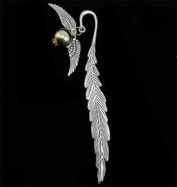 Magic Academy Metal Bookmark with Ornament Golden Snitch Hogwarts Reading Gift Christmas Stocking Book Lover Gift (Silver/Gold)