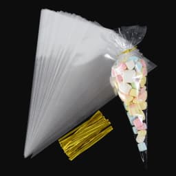50PCS Transparent Plastic Candy Bags Triangle Snack Bag Popcorn Cookie Packaging Bag Wedding Birthday Baby Shower Christmas
