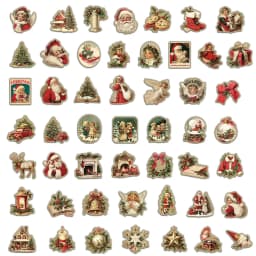 50PCS Creative Retro Christmas Stickers Laptop Phone Cases iPad Water Cups Helmet Stickers Waterproof