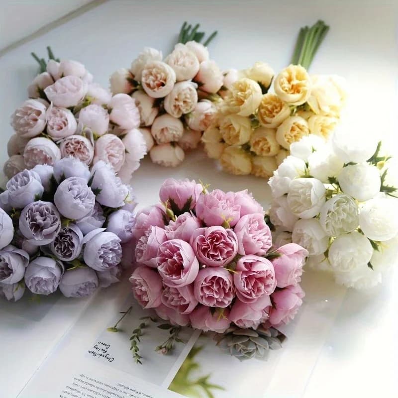 Artificial Peony Silk Flowers 27Heads Bridal Bouquet Wedding Christmas Decoration Flower Home Party Table Decoration Fake Flower