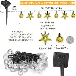 Solar LED String Lights Outdoor Camping Decor Crystal Ball and Stars String Lights 8 Modes Solar Lamp for Halloween Christmas