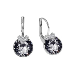 Bella V Drop Earring for Women Christmas Birthday Genuine Crystals from Austria Round Cut Dangle Silver Color Pierced Jewelry