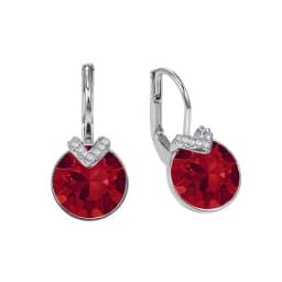 Bella V Drop Earring for Women Christmas Birthday Genuine Crystals from Austria Round Cut Dangle Silver Color Pierced Jewelry
