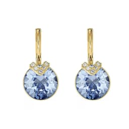 Bella V Drop Earring for Women Christmas Birthday Genuine Crystals from Austria Round Cut Dangle Silver Color Pierced Jewelry