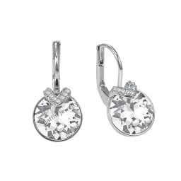 Bella V Drop Earring for Women Christmas Birthday Genuine Crystals from Austria Round Cut Dangle Silver Color Pierced Jewelry
