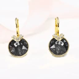 Bella V Drop Earring for Women Christmas Birthday Genuine Crystals from Austria Round Cut Dangle Silver Color Pierced Jewelry