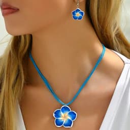 Fashion Romantic Plumeria Flower Jewelry Set Sweet Flowers Earrings Pendant Choker Necklace Party Wedding Christmas Gifts