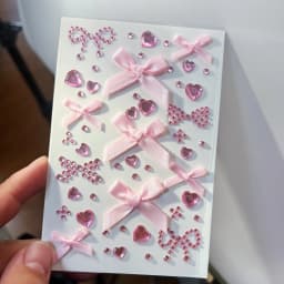 1pc Pink & Red Bow Glittery Stereo Gem Stickers Makeup Christmas Holiday Party Y2K Music Festival DIY Eyes Face Jewels Stickers*