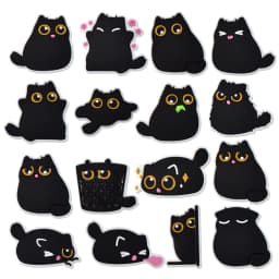 16Pcs Cute Black Cat Series Shoe Charms For Slides Sandals, PVC Shoe Decorations Accessories For Christmas Birthday Gift Party