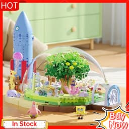 AREAX Spongebob Sandy Cheeks Dome Tree House DIY Building Blocks Set Kids & Fans Blind Box Christmas Gift Assembly Model Kit