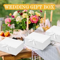 6PCS Large White Gift Box, 27x20x8cm Luxury Wedding Christmas Gift Box for Groomsman Proposal, Birthday Halloween Packaging