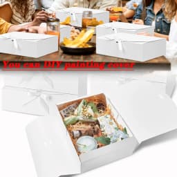 6PCS Large White Gift Box, 27x20x8cm Luxury Wedding Christmas Gift Box for Groomsman Proposal, Birthday Halloween Packaging
