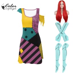 Halloween Dress Suit Women Cosplay Costume Funny Wig Socks Set Movie Dress Up Carnival Gown Party Outfit