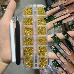 12Grids 3D Silver Pearls Nail Charms Mixed-Sizes Flatback Caviar Beads Nail Art Decoratio DIY Halloween&Christmas Manicure Part