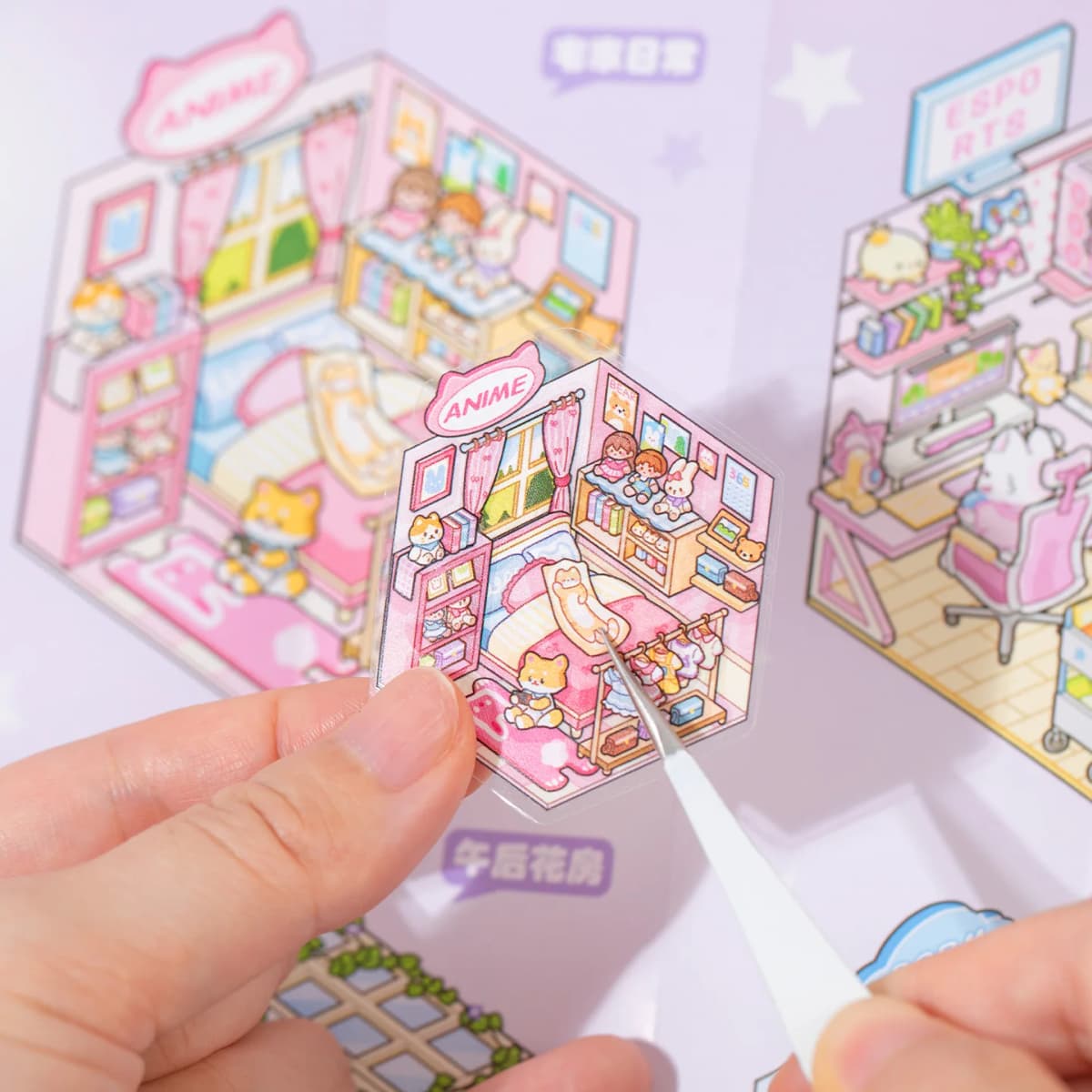 Kawaii Cabin Crisis 3D Dream Flower House Landscape Sticker book DIY Pocket Cabin Scene Christmas gifts 