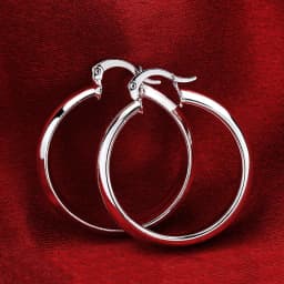 925 Sterling Silver 18K gold 4CM smooth Big circle hoop Earrings for Women Christmas gifts fine party Popular brands Jewelry