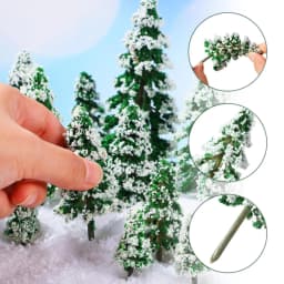 19 Pieces Mini Snow Pine Model Trees 6 Size Mini Sisal Snow Frost Trees Scenery Trees for Christmas Decoration Winter Ornaments
