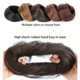 Synthetic Chignon Elastic Rubber Band Fake Hair Bun Clip in on Hair Tail Extension Updo Hair Piece Ponytail For Women Christmas