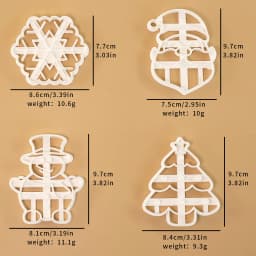 4 Pcs Christmas Cookie Cutter Set Snowflake Santa Claus Snowman XMAS Tree Shape Biscuits Molds for Winter Holiday Baking