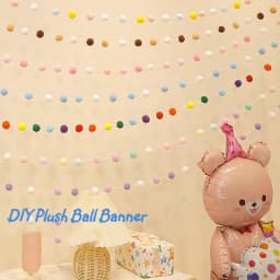 DIY 30pcsX2.5cm Plush Balls Banner Wall Hanging Decor Baby Shower Birthday Party Christmas Garland Party Photo Props Supply