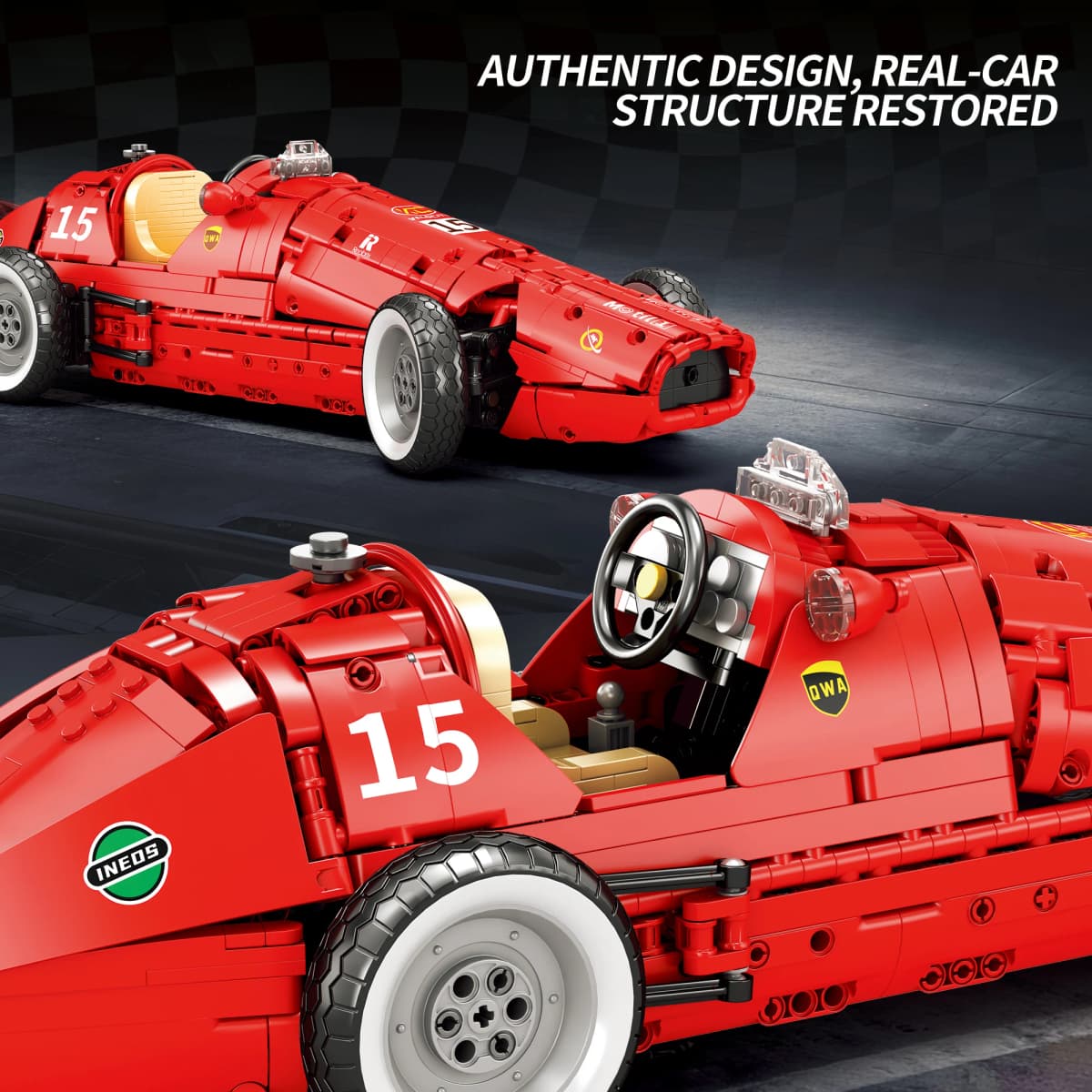 1809pcs Technical Retro Formula 500 Racing Car Building Blocks Idea Red Supercar Model Bricks Toys Kids Adults Christmas Gifts