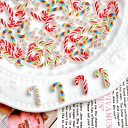 20PCS Luminous Creative Simulated Candy cane Resin Nail Charms Novel Colored Cane Nail Art Decorations DIY Christmas Series Nail