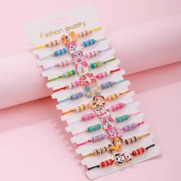 12Pcs/set Cute Cat Colorful Rope Rainbow Unicorn Charm Bracelets For Women Girls Birthday Christmas Jewelry Friendship Gift