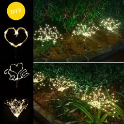 1/2/4PCS Solar Firework Light Waterproof Outdoor 8 Lighting Modes Lights 90-200LED Fairy String Light Christmas Path Lawn Decor